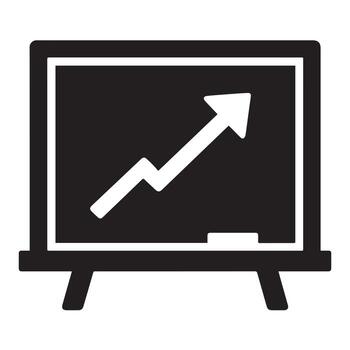 Presentation Board With Graph Showing Growth Icon vector