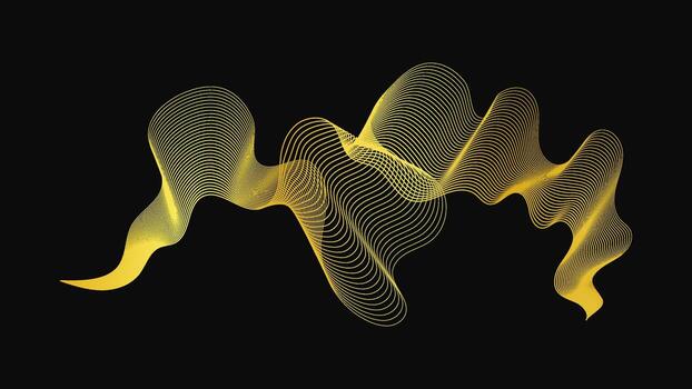 backdrop with golden waves on background. Modern technology background, wave design. Great illustration vector
