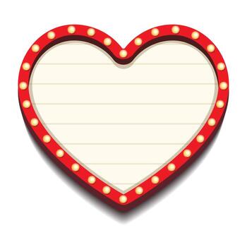 Retro lightbox template heart shape vector