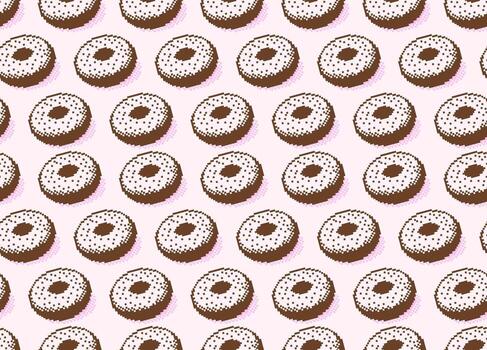 Donut pattern pixel art chocolate color style vector