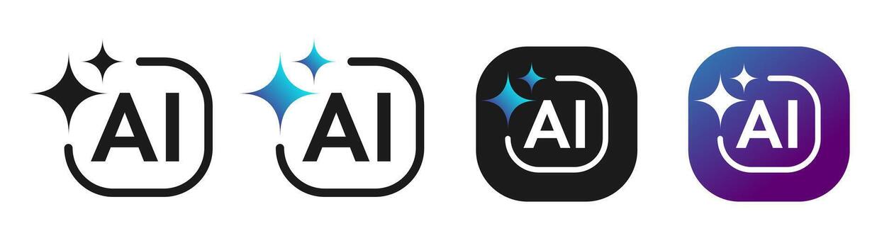 Generate AI icon set with sparkle trendy style vector