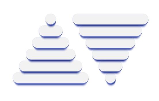 Pyramid and funnel infographic design element empty 3d style for presentation, start up project, business strategy, theory basic operation, logic analysis vector