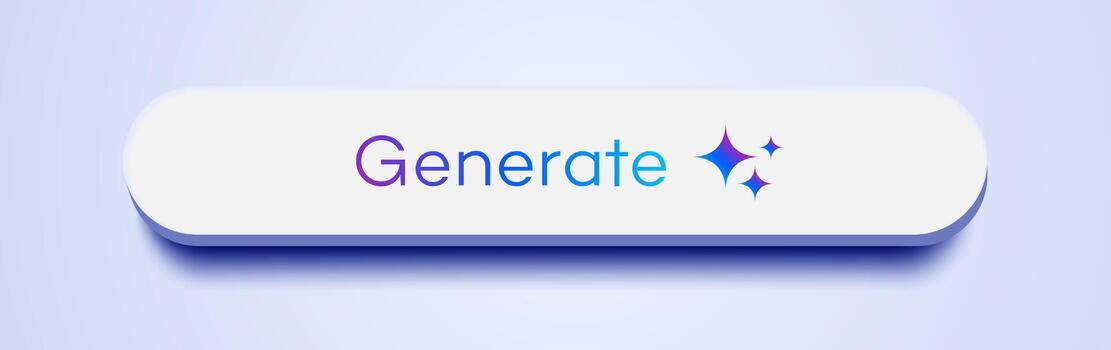 Generate AI button user interface on purple background. Artificial intelligence button trendy neumorphic style for ui ux element, app, website vector