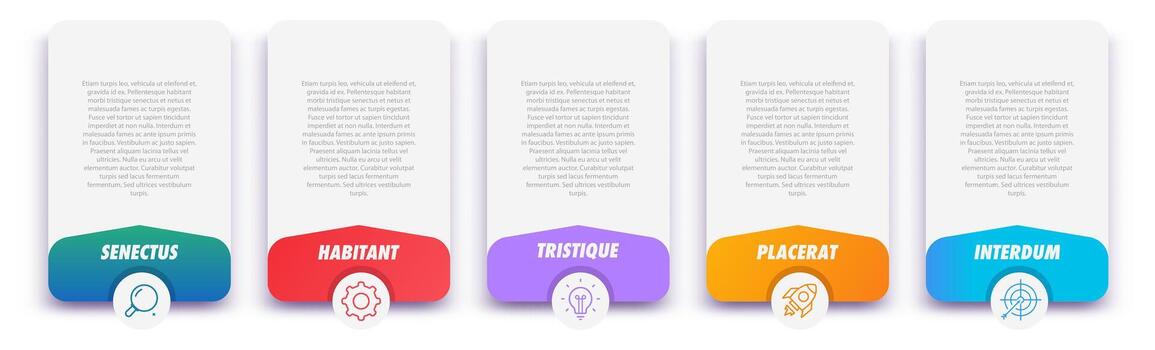 Bullet points numbers from 1 to 5 list markers modern style colorful modern typography vector