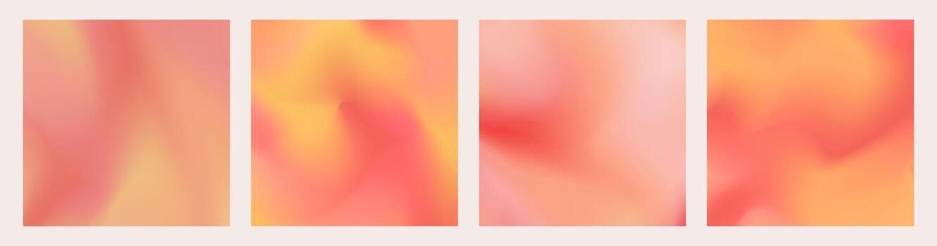 Peach gradient abstract background set pastel color. Yellow soft gradation summer texture vector