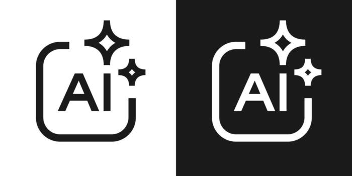 Generate AI symbol set with sparkle trendy style. Machine learning technology, artificial intelligence button for ui ux element, app, website vector