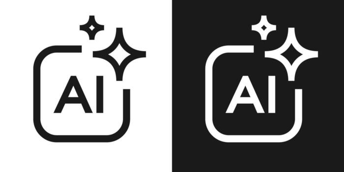 AI generate icons with sparkle trendy style. Machine learning technology, artificial intelligence button for ui ux element, app, website vector