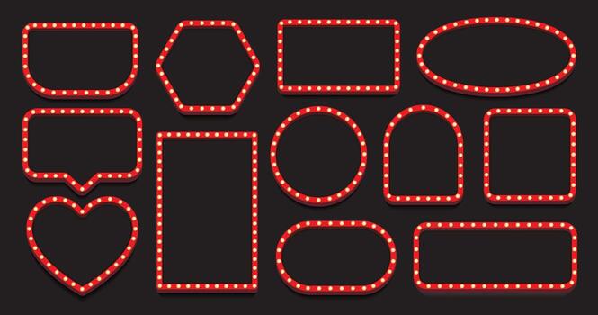 Retro lightbox template set different form vector