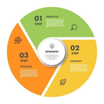 Circle chart infographic template with 3 step modern style for presentation, start up project, business strategy, theory basic operation, logic analysis. Venn diagram vector