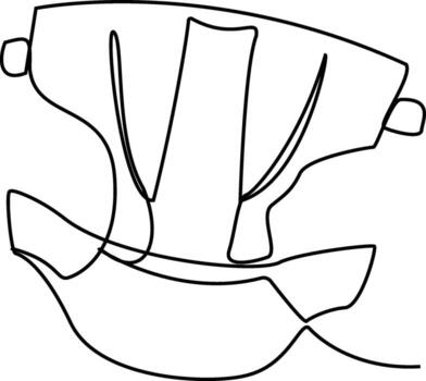 A continuous line drawing depicts a sailboat with a stylized sail, navigating the water. The artwork uses a minimalist style. vector