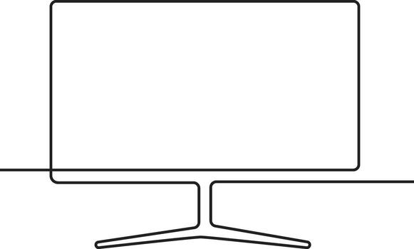 un minimalista línea dibujo de un computadora monitor en un pararse. vector