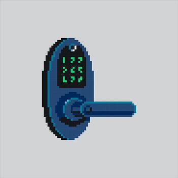 Pixel art illustration Smart Lock. Pixelated Smart Door. Smart Door Lock Tech Icon pixelated for the pixel art game and icon for website and game. old school retro. vector