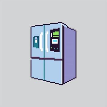 Pixel art illustration Smart Fridge. Pixelated Smart Refrigerator. Smart Fridge Refrigerator tech Icon pixelated for the pixel art game and icon for website and game. old school retro. vector