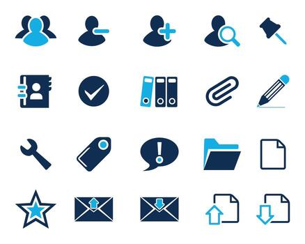 Light and Dark blue Web icon set symbol . flat editable isolated set of icons vector