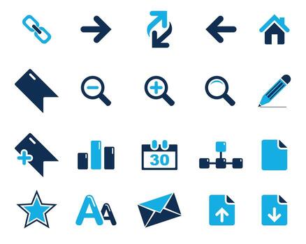 Light and Dark blue Web icons set symbol . Flat editable isolated set of icons vector