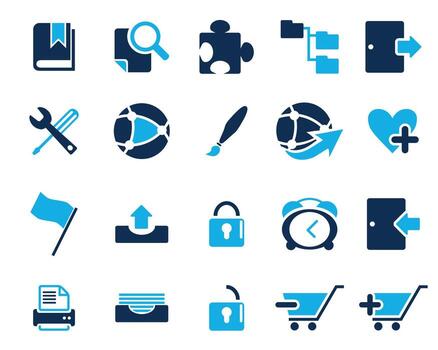 Light and Dark blue Web icon set vectors, Contact us icons for web computer and mobile vector