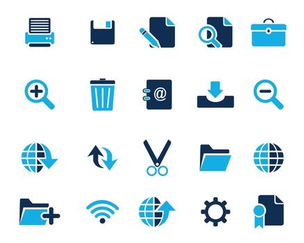 Light and Dark blue Web icon set, web and graphic icons Vectors for web computer and mobile