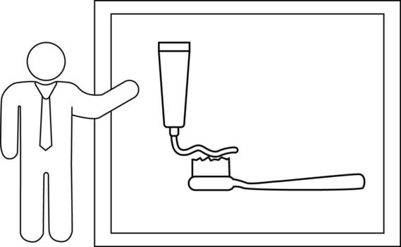 bosquejo de presentación persona icono y pasta dental y cepillo de dientes icono vector