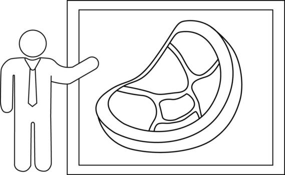 sketch of presentation person icon and meat icon vector