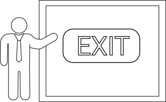 bosquejo de presentación persona icono y salida botón icono vector