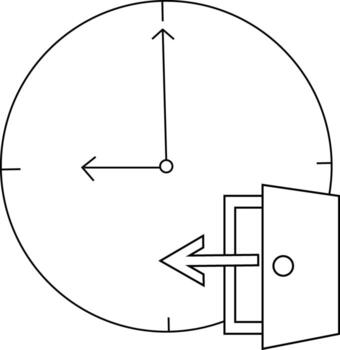 sketch of wall clock icon and exit door icon vector