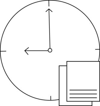 sketch of wall clock icon and two paper icon vector