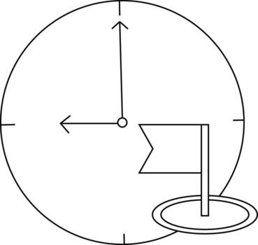 sketch of wall clock icon and golf flag icon vector