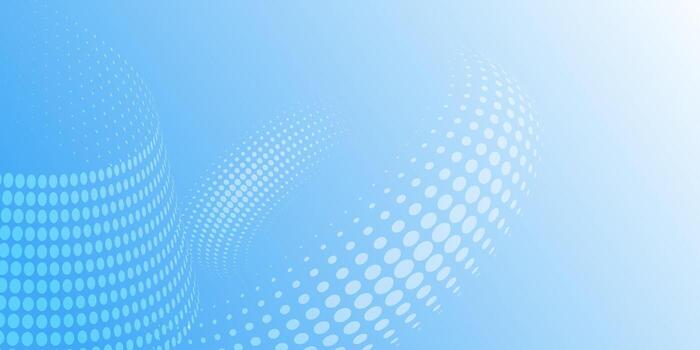 Abstract Blue Halftone Pattern with Curved Lines and Dots. vector