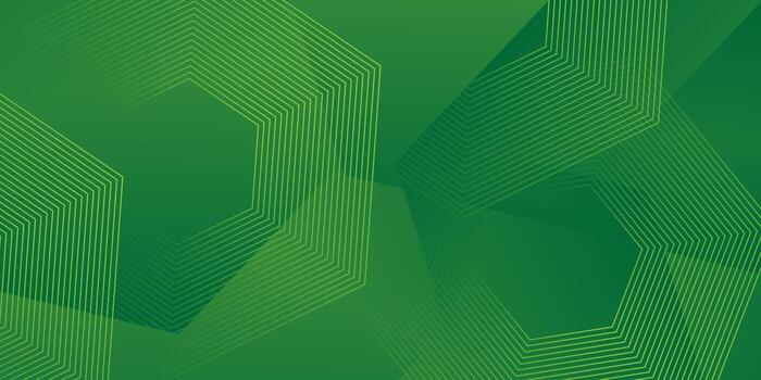 Abstract Green Hexagon Pattern with Geometric Lines and Gradient Background. vector