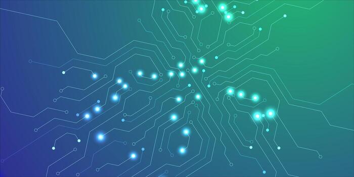 Abstract Circuit Board Design with Glowing Nodes and Lines. vector