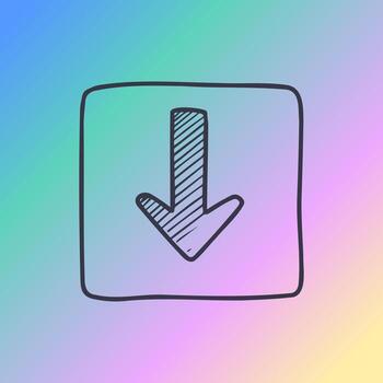 abajo flecha descargar botón icono con degradado vistoso pastel antecedentes vector