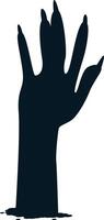 Silhouette of Scary Zombie Hand. Isolated on White Background. vector