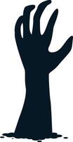 Silhouette of Spooky Zombie Hand. Isolated on White Background vector