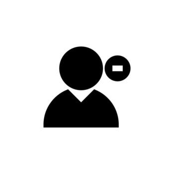 Solid Black User Remove Icon Filled Style for User Interface vector