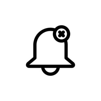 Minimal Line Bell Off Symbol for Silent Alerts in Web Interface vector