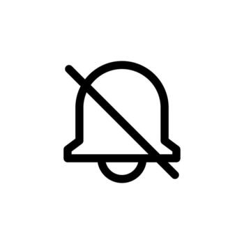 Outline Line Bell Off Icon for Mobile App UI and Notification Control vector
