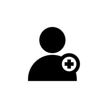 Solid Black User Add Icon Filled Style for User Interface vector