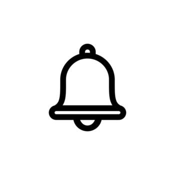 elegante línea campana glifo para empujar notificaciones en móvil aplicaciones vector