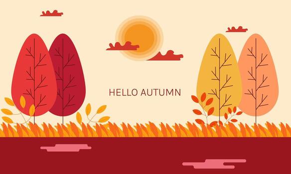 flat design hello autumn background vector