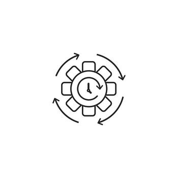 Automation System Icons for Recycling and Time, Outline Black Icons for Industrial, Eco, and Workflow Process Design vector