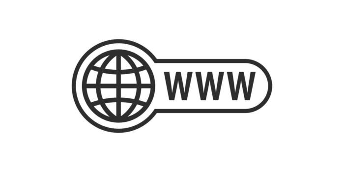 Globe icon with the letters WWW ideal for representing websites, the internet, or web navigation. vector