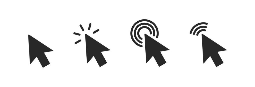 cursor íconos colocar, incluso un regular cursor, hacer clic, flotar, y selección indicadores, Perfecto para web diseño, ui ux, y relacionados con la interacción visual diseños vector