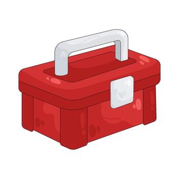 ilustración de un rojo caja de herramientas con blanco encargarse de vector