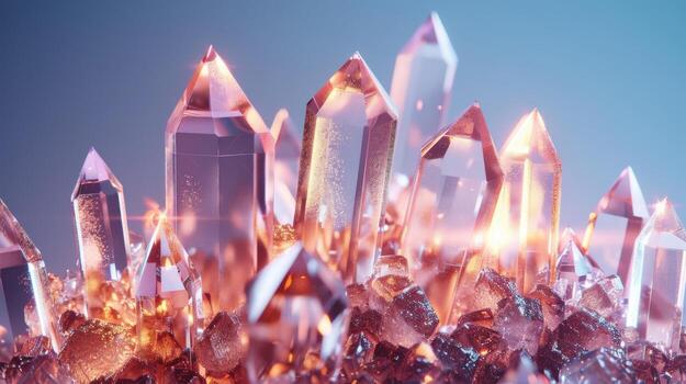 Colorful crystal formations with sparkle photo