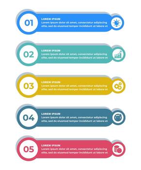 numbered colorful infographic template banners with icons and rounded design elements vector