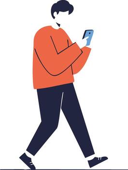 Man walking with smartphone vector