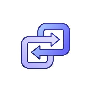 Substitute, replace icon with arrows, outlined color design vector