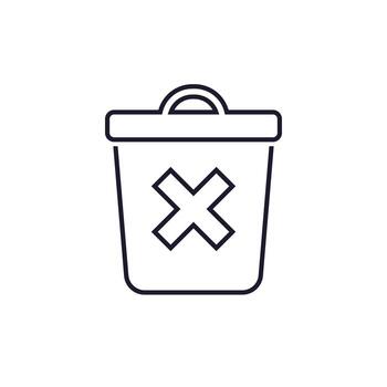 delete icon with a trash bin, line design vector