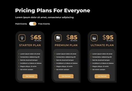 Price table for websites and applications vector