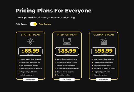 a Pricing table ui design for teams vector